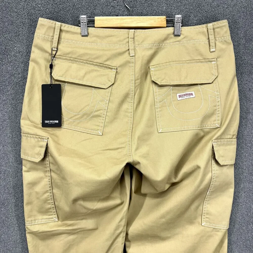 True Religion Cargo Pants 36 X 32 Mens Khaki‎ Travertine Tan
